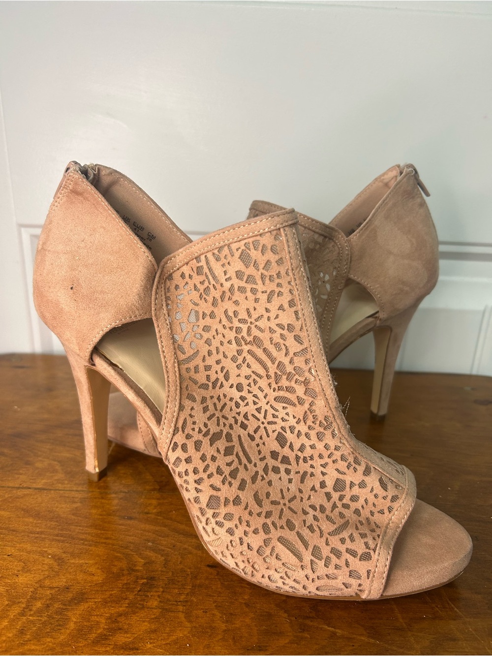 Fergalicious Tata Tan Laser-Cut Peep-Toe Heels size 11